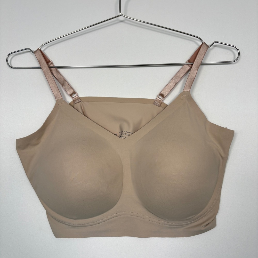 True & Co Women Full Cup Bralette XL Beige Nude Seamless Adjustable Straps Comfy